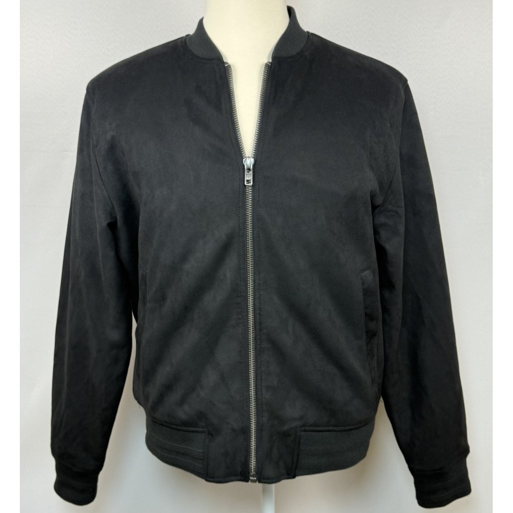 Abercrombie Fitch Vegan Black Suede Bomber Jacket Coat Men Size Medium